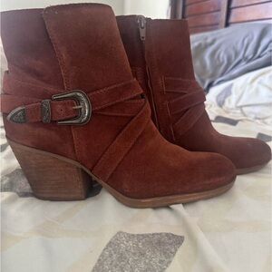 Zodiac Rust Suede Ankle Boots with Buckle